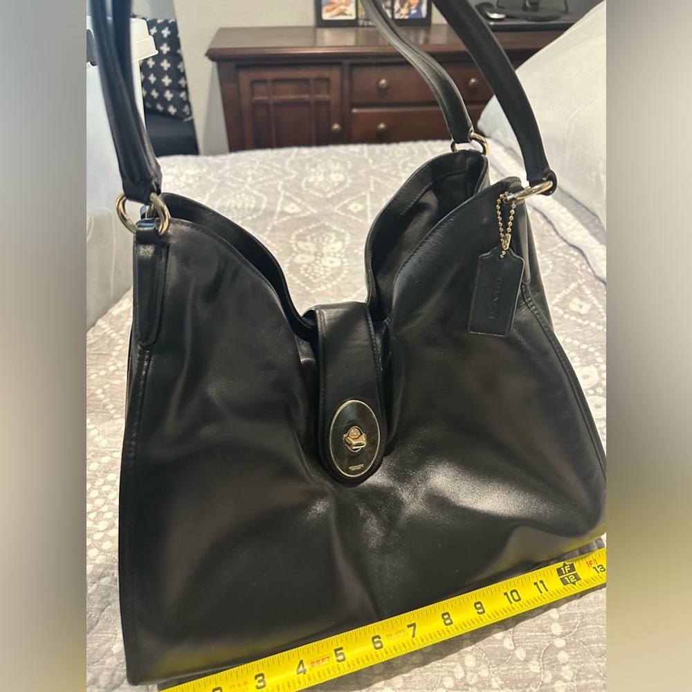 Coach smooth leather bag. No rips or stains. Deep black color.